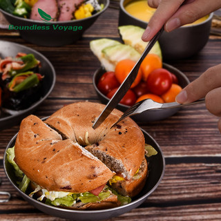 Chuyến Đi Không Giới Hạn Thìa Titan Nĩa Spork Dao Đũa Cắm Trại Ngoài Trời Bộ Đồ Ăn Flatware Với Đánh Bóng