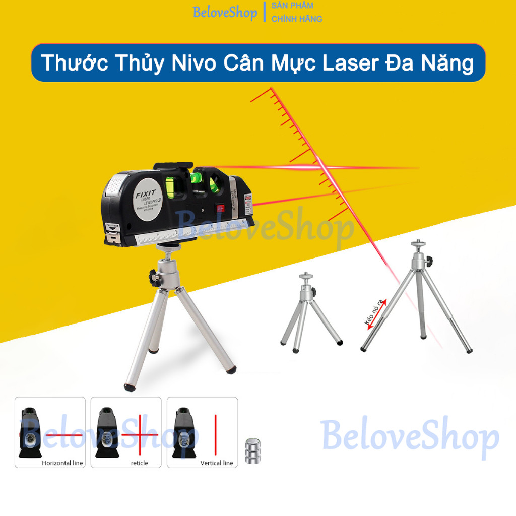 Thước Đo Nivo Laze HÀNG CHUẨN có TỪ TÍNH, Ni vô Laser Đa Năng 6 Trong 1 ...