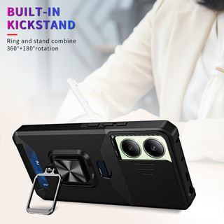 Dành Cho Redmi Note 13 4G Ốp Lưng Có Trượt Camera Bao Đựng Thẻ Vòng Chân Đế Chịu Lực Bảo Vệ Mỏng Bao Da