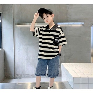 Áo ngắn tay cổ bẻ dành cho bé trai 18-52kg CHỮ BOTE.Áo polo bé trai.Áo cộc tay bé trai mùa hè. H31