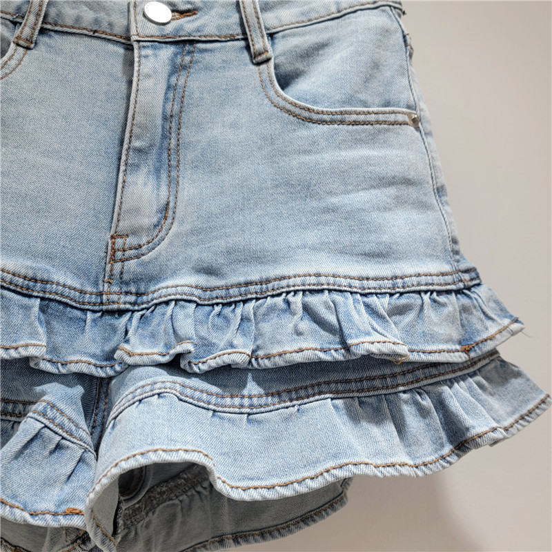 Phiên Bản Hàn Quốc Ngọt Ngào Nấm Cạnh Quần Short Denim Nữ Mùa Hè Siêu Đẹp Co Giãn Tất Cả Trận Đấu Cao Cấp Ôm Hơn Nhìn