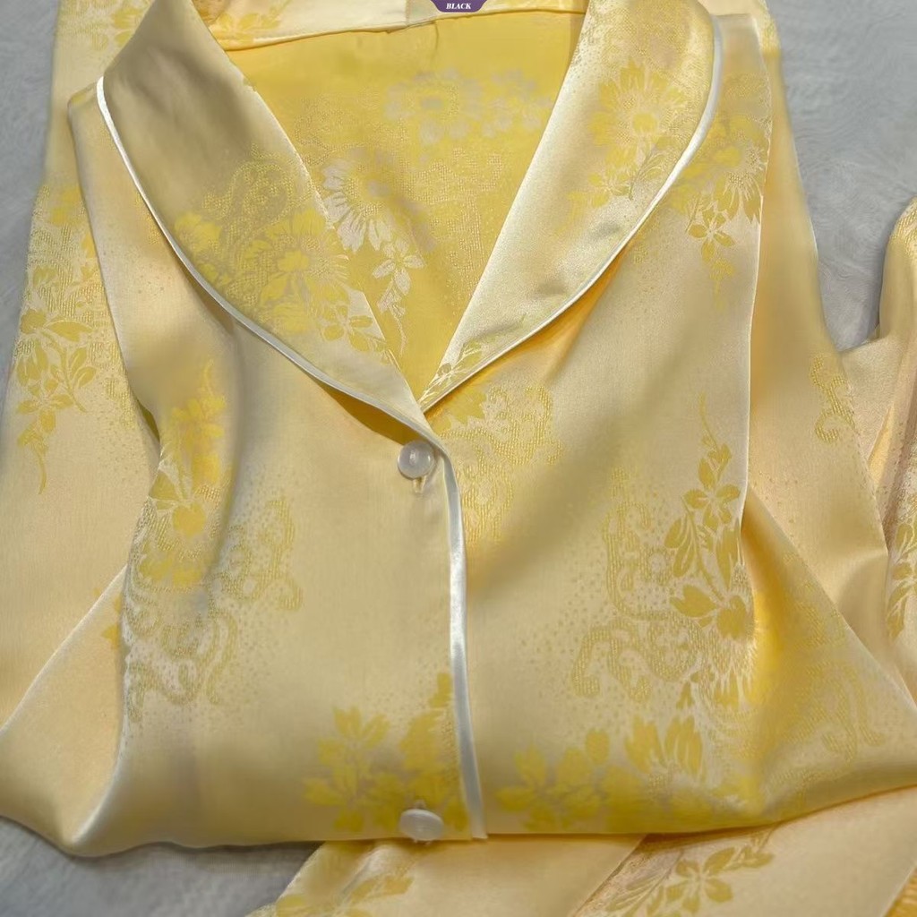 Ice Silk Home Pháp Cao Cấp Cảm Giác Bộ Đồ Ngủ Dài Tay Nữ 2025 Xuân Thu Bộ Triều [BL]