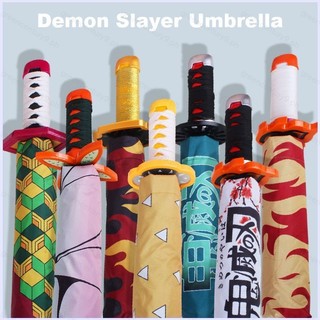 GC9 Demon Slayer Nichirin Sword Umbrella Rain or Shine Tanjirou Zenitsu Shinobu Ba Gấp Chống Tia UV Quà Tặng CG9
