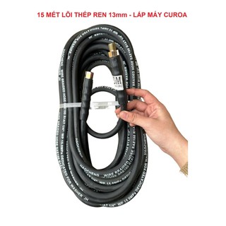 Dây Rửa Xe Áp Lực Cao LÕI THÉP 10,15,20m ren 13mm, ống dây xịt rửa xe cho máy curoa kéo