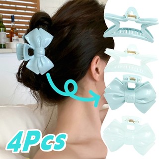 Sweet Girls Cream Màu Xanh Serise Kẹp Tóc Hình Móng Vuốt -Hàn Quốc Hình Học Rỗng Pentagram Nơ Lấy Kẹp