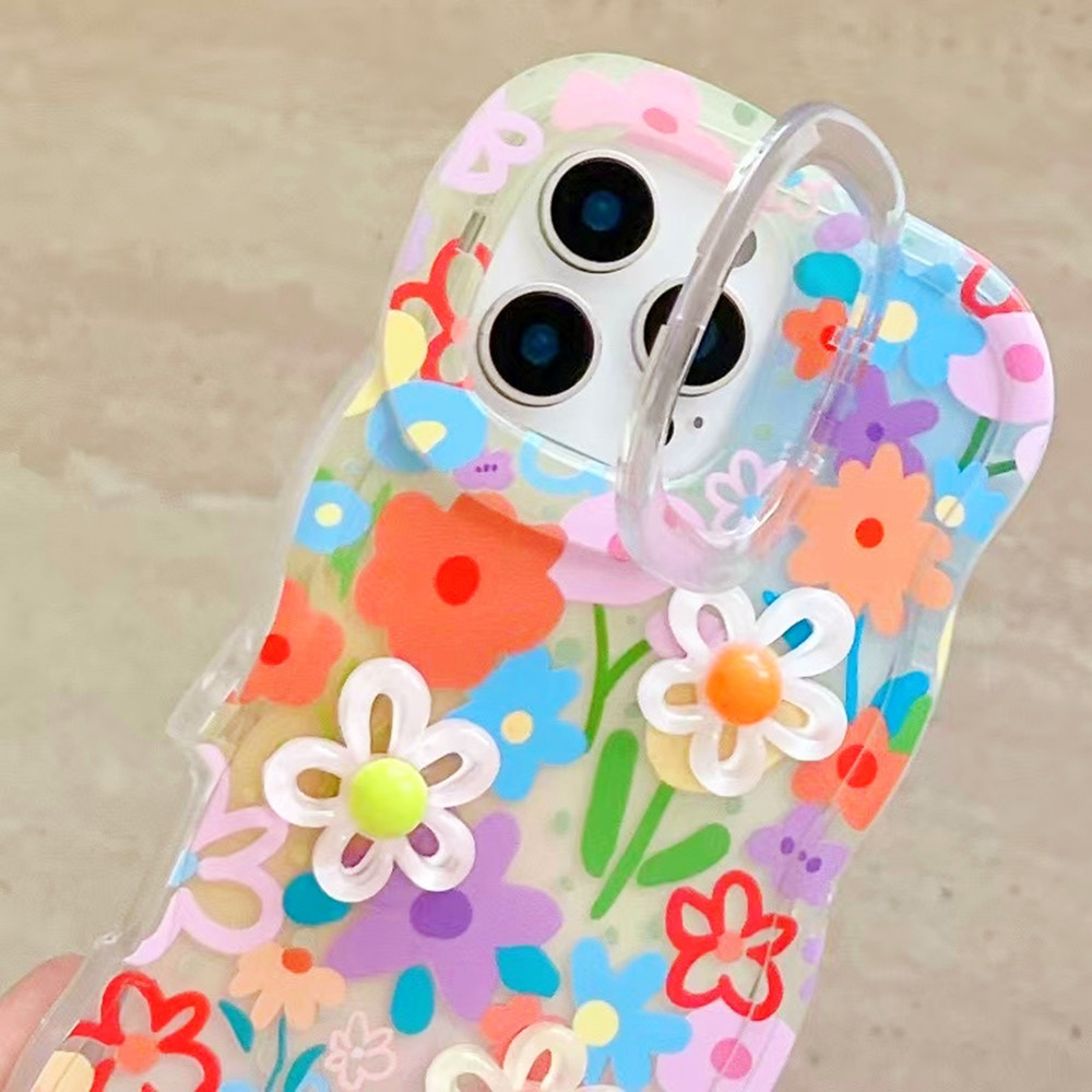 Sunflowers Chain Waves Hai Chiều Stealth Giá Đỡ Ốp Lưng Điện Thoại iPhone 16ProMax 16Plus 15 14 13 12 11 Vỏ Bảo Vệ Chống Sốc