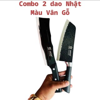 Combo 2 dao thép nhật nhà bếp siêu bén lưỡi vân chống dính