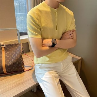 Áo thun nam tay ngắn dệt kim cổ điển Ý mùa hè sang trọng dành cho nam