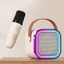 Máy Karaoke Mini FUHUIOT, Loa Bluetooth Di Động K12, Quà Tặng Sinh Nhật USB Có Thể Sạc Lại Với 1 / 2 Micro Không Dây Đèn RGB Micro Karaoke Trẻ Em