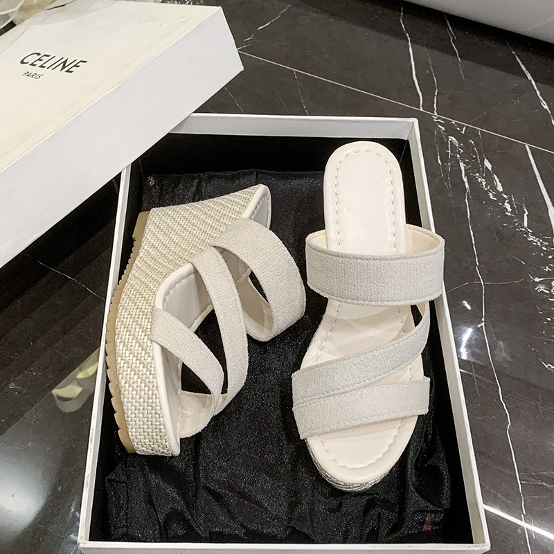 Atikota Nữ Nêm Sandal Tăng Chiều Cao Thoải Mái Mũi Tròn Thời Trang Dép