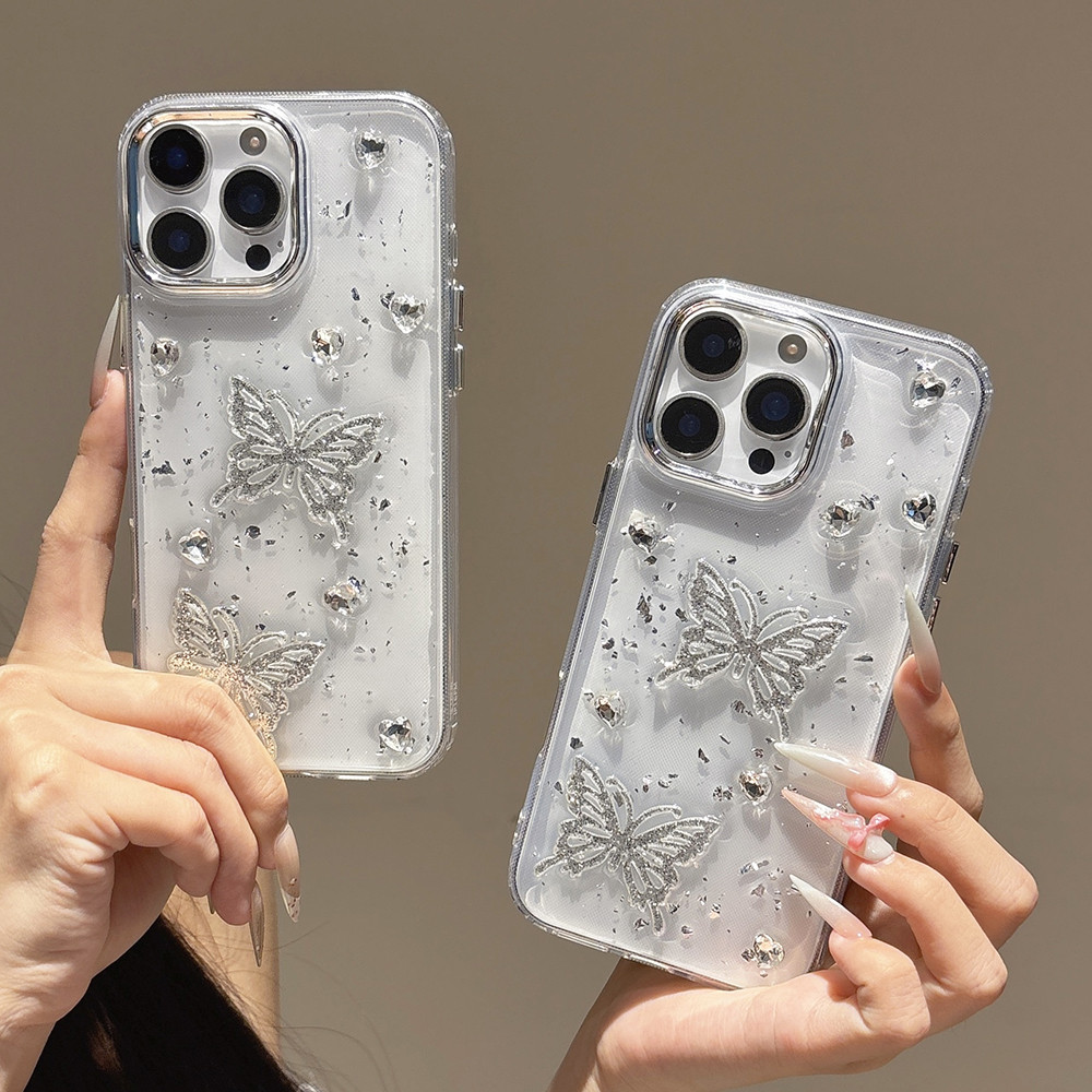 Ốp Điện Thoại Sóng Nhựa Bướm Cho iPhone 16ProMax 16Plus 15 14 13 12 11 Vỏ Bảo Vệ Chống Sốc