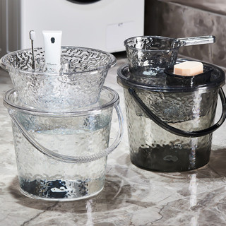 Xô Nhựa Kèm Nắp Có Quai Xách Trong Suốt Dung Tích 14L, Chậu Nhựa Trong Suốt Nhà Tắm