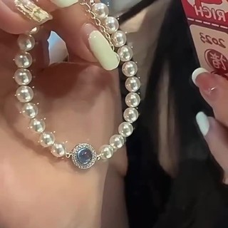 Vòng Tay Nữ Opal Xanh Zircon Đính Hạt Vòng Tay Nữ Phong Cách Pháp Cao Cấp Thiết Kế Đơn Giản Tất Cả Trận Đấu Vòng Tay Quà Tặng Giáng Sinh