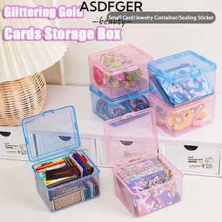 Hộp lưu trữ ASDFGER, hộp nhựa trong suốt chữ nhật, chống bụi, đựng trang sức/thẻ nhỏ để bàn