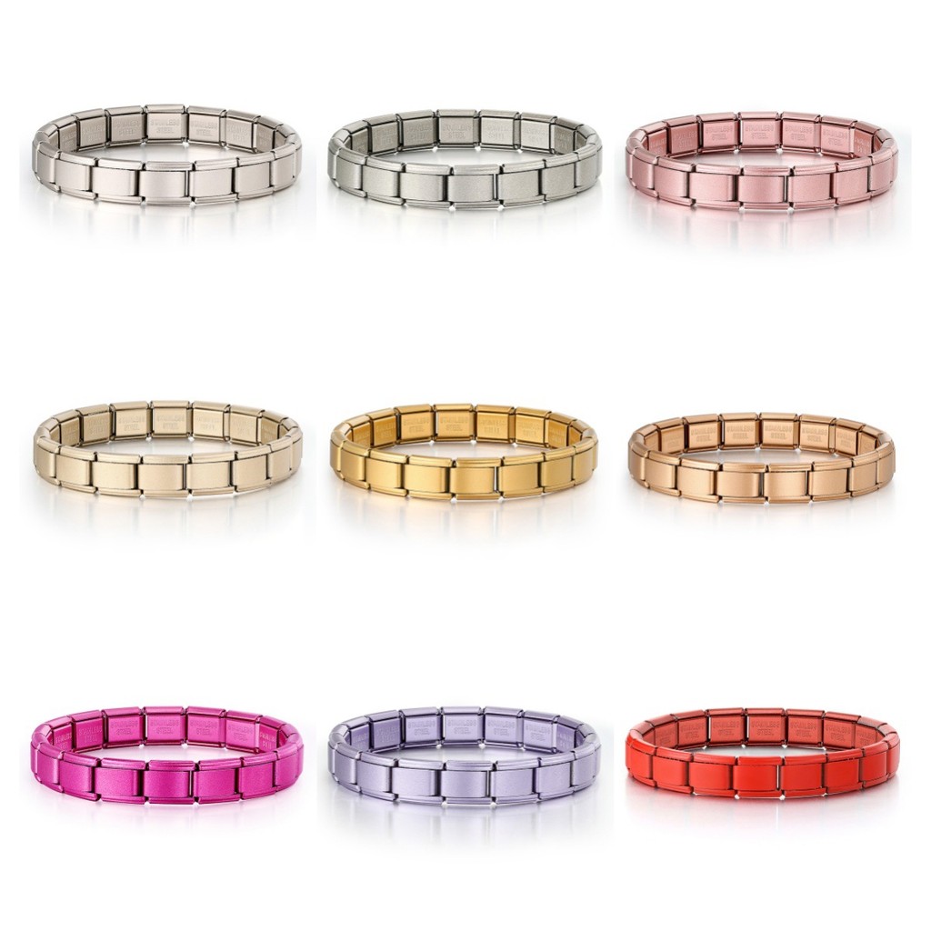 Matte Photoplated Ý Vòng tay mô-đun với hình vuông Căng khâu dây thép titan Phụ kiện dây chuyền Dây chuyền cơ sở