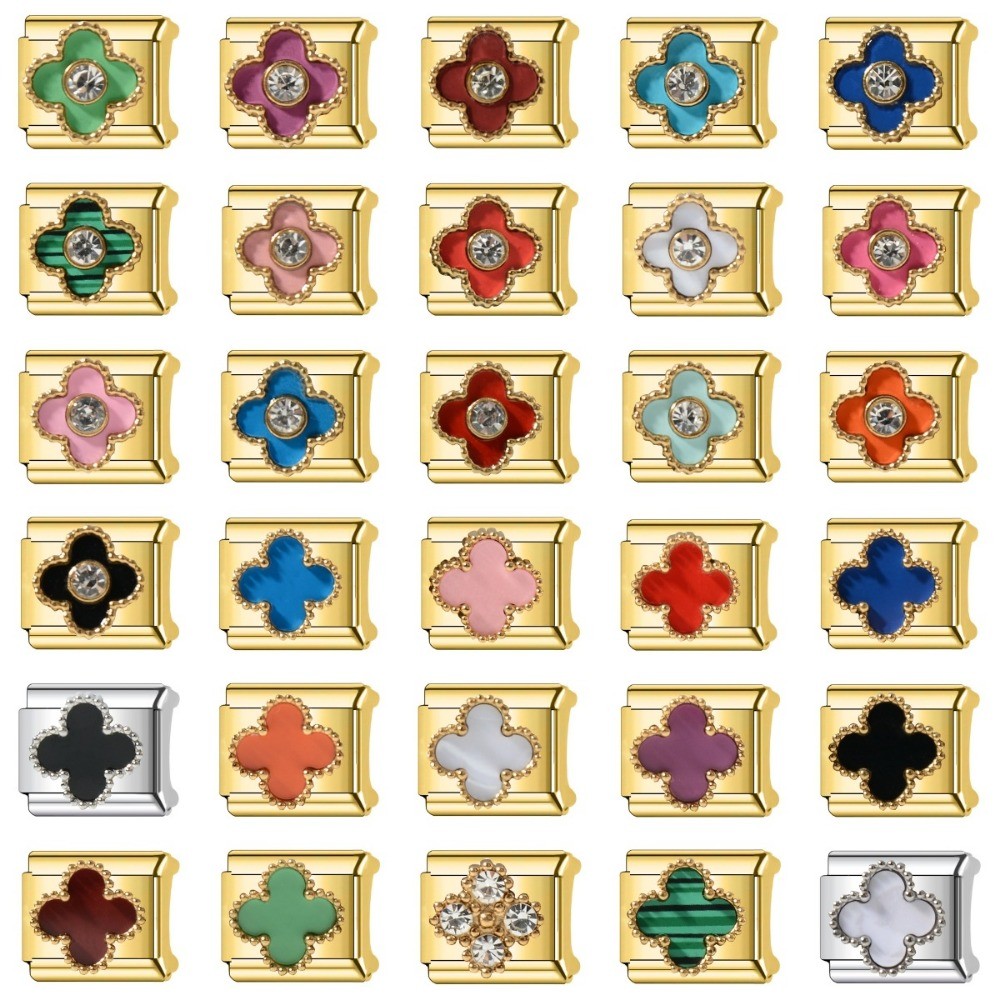 Vòng tay mô-đun kết hợp miễn phí bằng thép không gỉ nhiều màu Clover Series