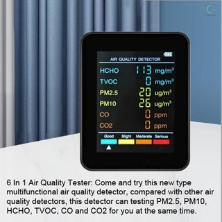 Trang chủ) 6 Trong 1 PM2.5 PM10 HCHO TVOC CO2 Máy dò chất lượng không khí đa chức năng CO Carbon Dioxide Formaldehyde Màn hình LCD Màn hình LCD Màn hình lớn Di động Văn phòng tại nhà Khách sạn Máy tính để bàn Air
