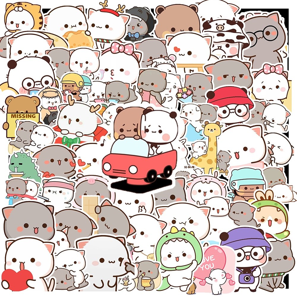 50 cái Nhãn Dán Mèo Mochi chống nước, Hình Dán Mochi Cat giá rẻ, decal Mochi
