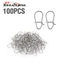 10-39.6kg Phụ kiện câu cá cường độ cao 100 chiếc Snap 00 # -3 # Khóa kết nối bằng thép không gỉ cho nước mặn