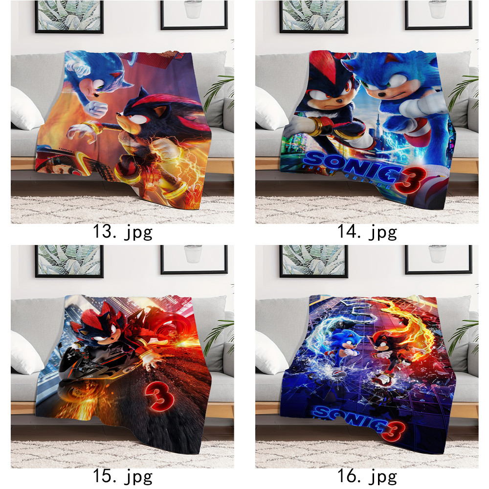 Sonic The Hedgehog 3 Flannel Chăn Một Mặt In Flannel Chăn Điều Hòa Không Khí Chăn