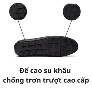 Giày da bò nam vân hạt dáng lười FTT Leather đế cao su khâu cao cấp F109240