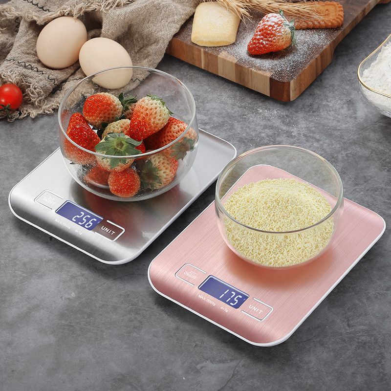 [Hàng có sẵn] Cân nhà bếp điện tử 5Kg Thép không gỉ dùng cho thực phẩm Cân kỹ thuật số chính xác Gram