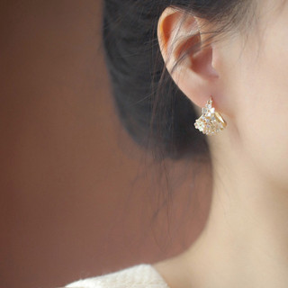 Ánh Sáng Thời Trang Sang Trọng Hai Mặt Dầu Nhỏ Giọt Vỏ Hoa Khóa Tai Tinh Tế Cao Cấp Thiết Kế Mới Phong Cách Tươi Trang Sức Tai