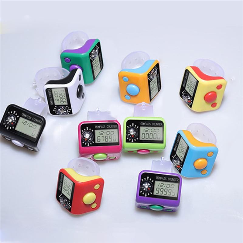 Máy đếm ngón tay điện tử TMOY có la bàn Có thể đặt lại 5 chữ số LCD Điện tử Màn hình kỹ thuật số Ngón tay Tally Counter Count TCS