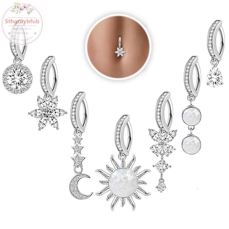 STHB Thời Trang Tinh Tế Bụng Nút Gợi Cảm Cơ Thể Xuyên Trang Sức Nữ Zircon Rốn Barbell Thời Trang Bụng Nhẫn Tặng VN