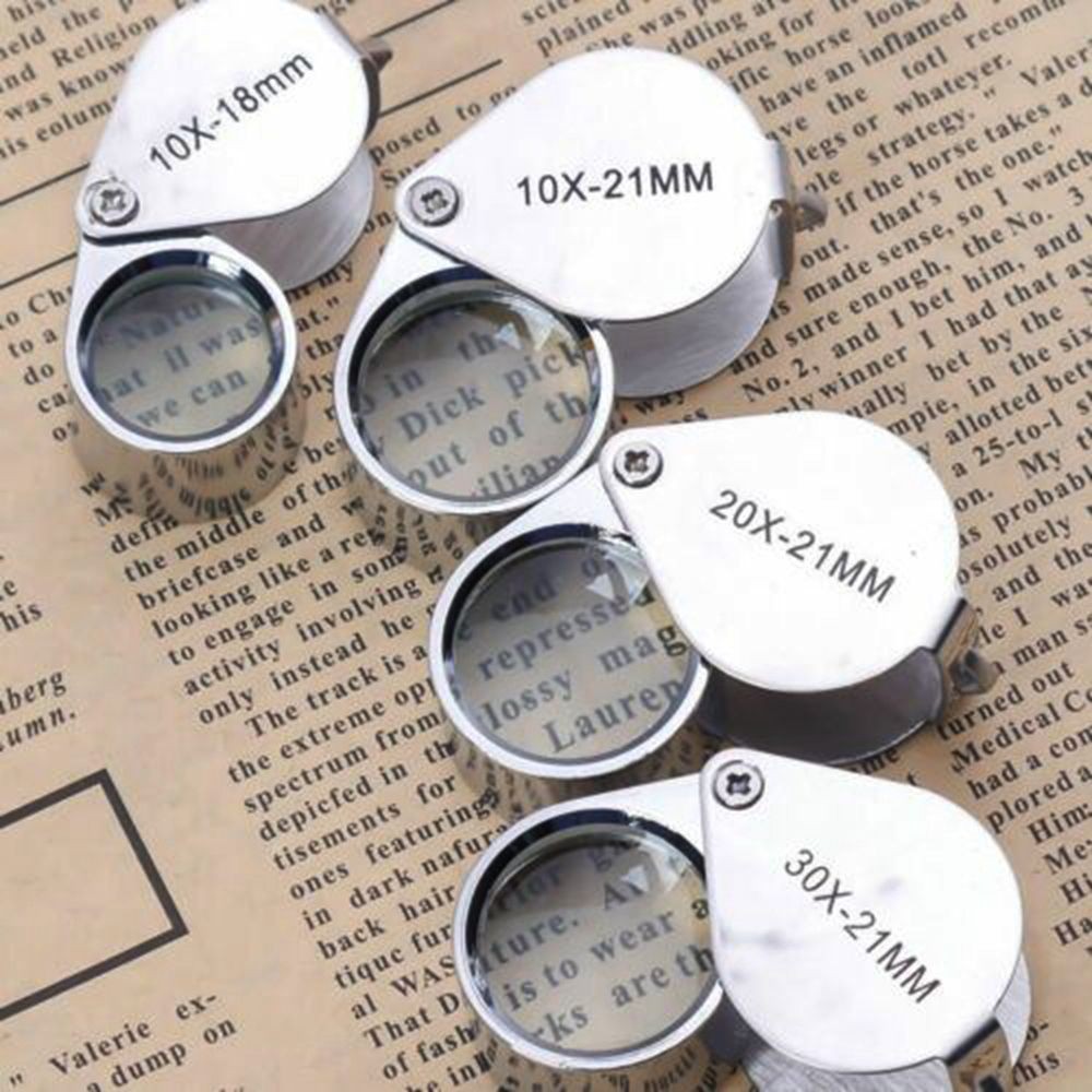 10 / 15 / 20 / 30X Kính lúp kim loại Mini Bản đồ đọc sách Trang sức Gấp Móc khóa Loupe Kính lúp cầm tay hàng ngày Đồ dùng quà tặng