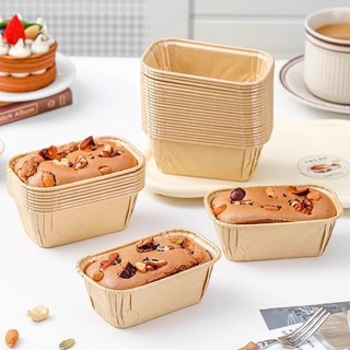 💦[Cửa hàng] Cốc và khay giấy chống dầu mỡ hình chữ nhật chịu nhiệt độ cao, cốc và khay giấy cho bánh cupcake, thích hợp để nướng, 50 miếng/bộ TQYO
