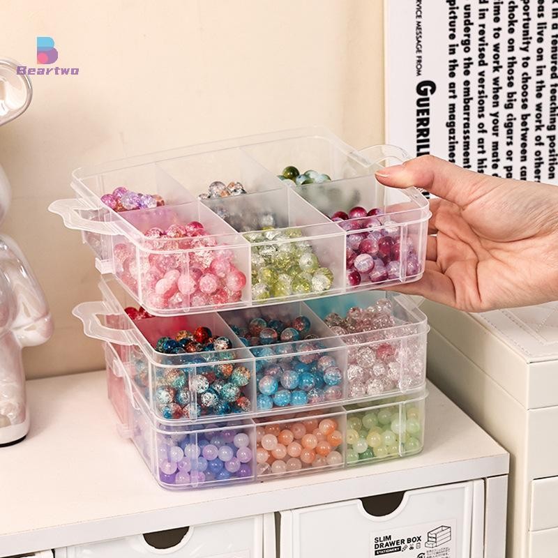 < beartwo > 1 / 2 / 3 / 4 Tầng Trong Suốt Có Thể Điều Chỉnh Khe Cắm Ngăn Có Thể Xếp Chồng Hộp Bảo Quản Bằng Nhựa Để Tổ Chức Đồ Chơi Phụ Kiện Trang Sức Đẹp
