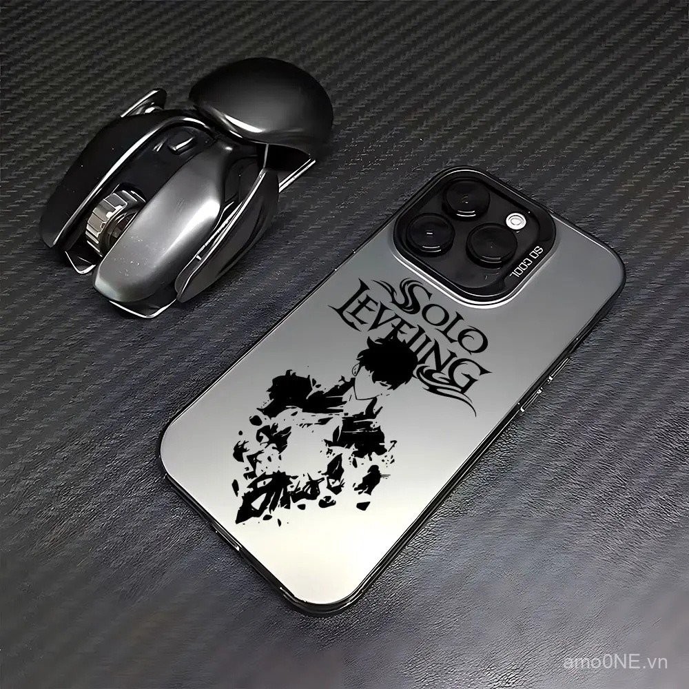 Ốp lưng Anime Solo Leveling cho iPhone 16E 16 15 11 14 13 12 Pro Max Plus, vỏ điện thoại cứng chống sốc, laser IMD