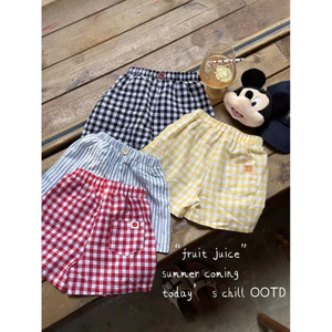Quần short mùa hè phong cách Hàn Quốc dễ thương cho bé trai và bé gái, quần kẻ caro cho trẻ nhỏ, quần short bãi biển thường ngày cho bé