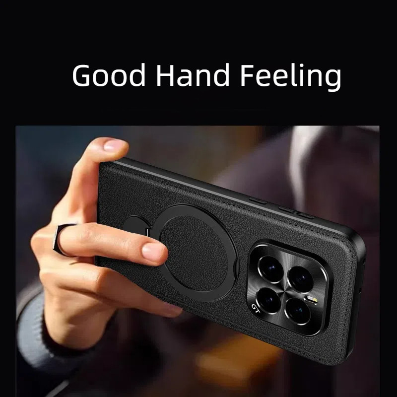 Dành Cho Honor GT Pro GTPro Ốp Lưng Da PU Sang Trọng 360o Giá Đỡ Vòng Từ Tính Kim Loại Bảo Vệ Ống Kính Máy Ảnh PC Vỏ Điện Thoại Cứng Cho Honor GT Pro