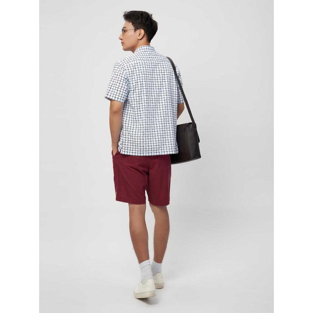 Sơmi ngắn tay lai ngang VIETTIEN SMART CASUAL vải sợi hoa hồng phom regular VT00000220