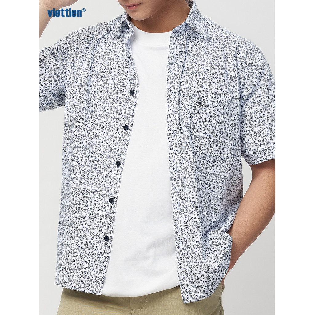 Sơmi ngắn tay lai ngang VIETTIEN SMART CASUAL vải Hoa Hồng form REGULAR VT00000219