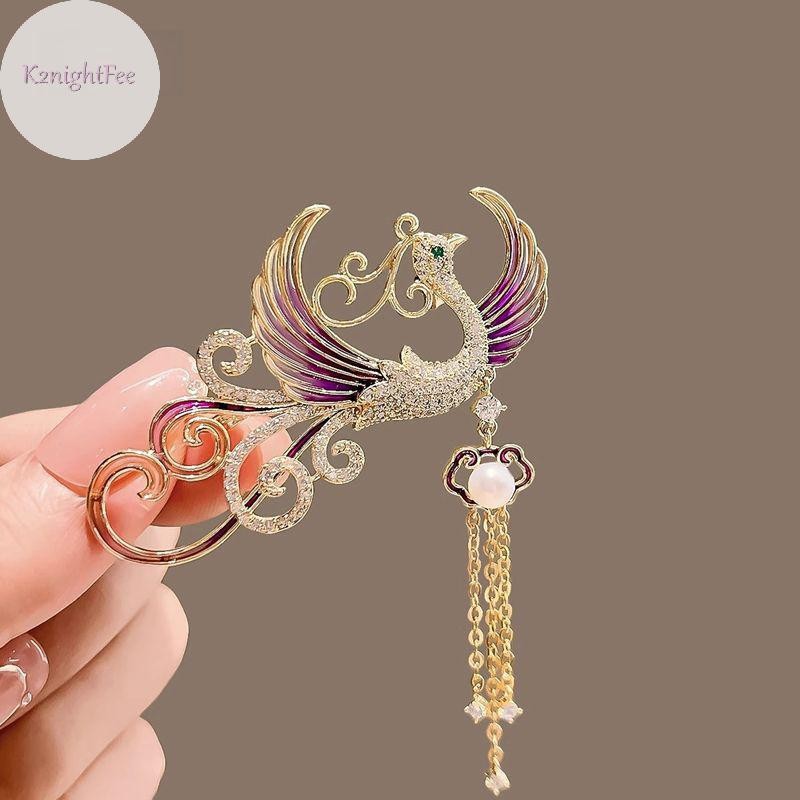 K2nightfee Phong Cách Trung Hoa Phượng Hoàng Men Trâm Cài Vintage Gradient sel Phoenix Corsage Đa Năng Sáng Bóng Chân Phụ Kiện Quần Áo Quà Tặng VN