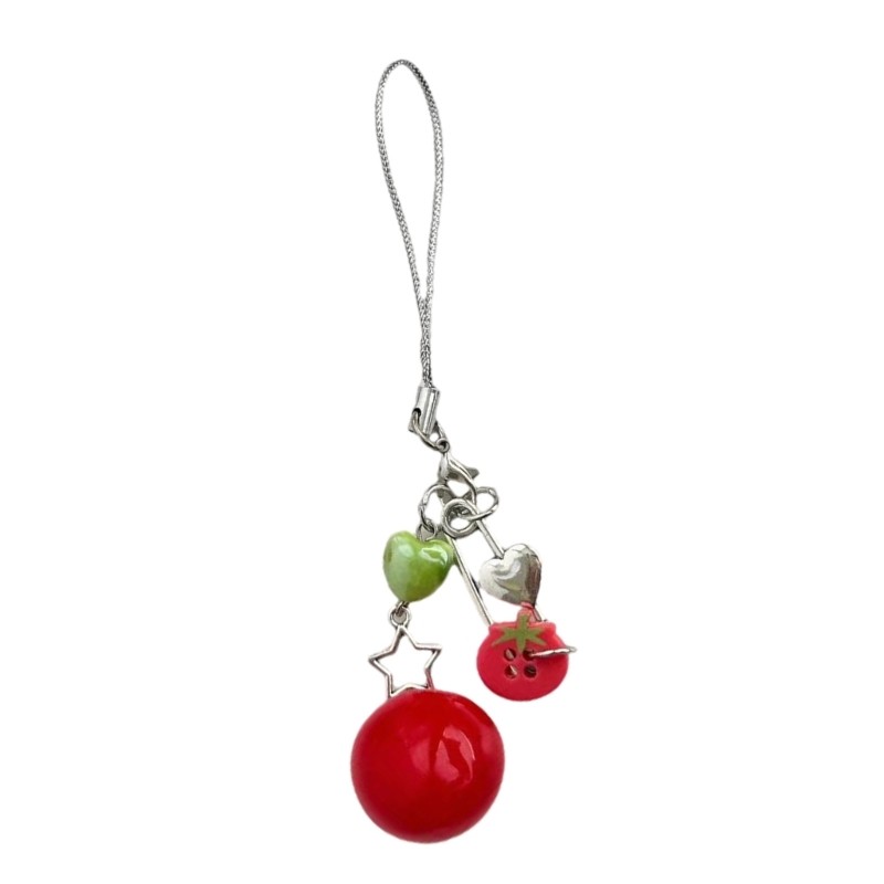 PPY Đa Năng Charm Cà Chua Với Lá Xanh Và Cô Gái Nhân Vật Móc Khóa Phụ Kiện Thời Trang Cho Nữ Hợp Thời Trang