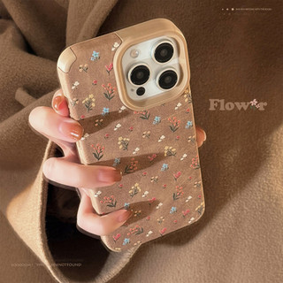 Ốp Điện Thoại Da Hoa Nâu Cho IPhone 16 15 15pro Max 13 Mini 14 14pro 14max 12 11 Pro Max IX XR SE2 Plus Bìa Mềm