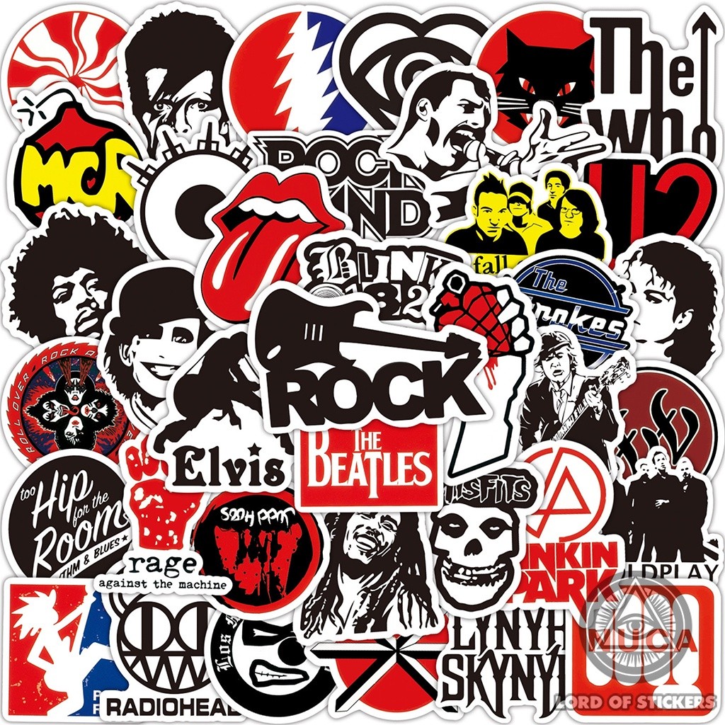 100 Hình Dán Sticker Graffiti Logo Ban Nhạc Rock RocknRoll Metal Punk