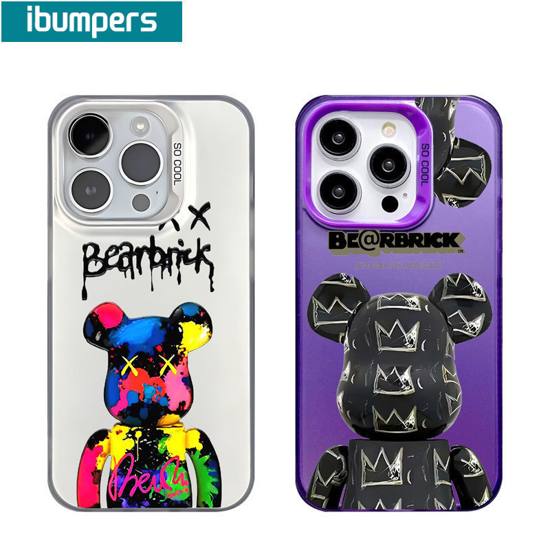 ibumpers Ốp Lưng iPhone Họa Tiết Bearbrick Ngầu Thời Trang Ốp Điện Thoại IMD Cứng Trơn Chống Bẩn Chống Sốc Cho Iphone 16 15 14 12 13 11 Pro Max