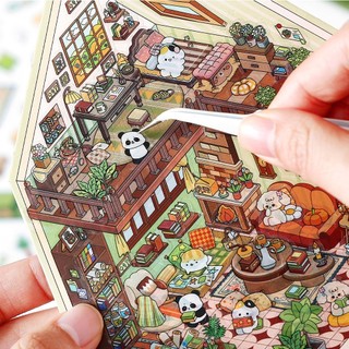 Enwei 3 Cái [My Cottage Series] 2.5D Nhãn Dán Tạp Chí Dễ Thương Nhãn Dán Chống Thấm Nước Giấy Thêu Sò Chất Liệu Sổ Lưu Niệm Bộ