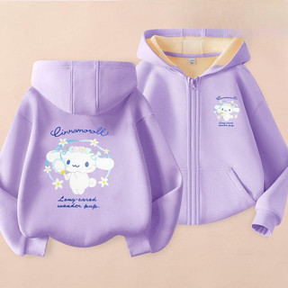 My Melody Girls Zip-Up Áo khoác lông cừu mềm mại ấm áp Phong cách hoạt hình dễ thương cho trang phục mùa thu ấm cúng