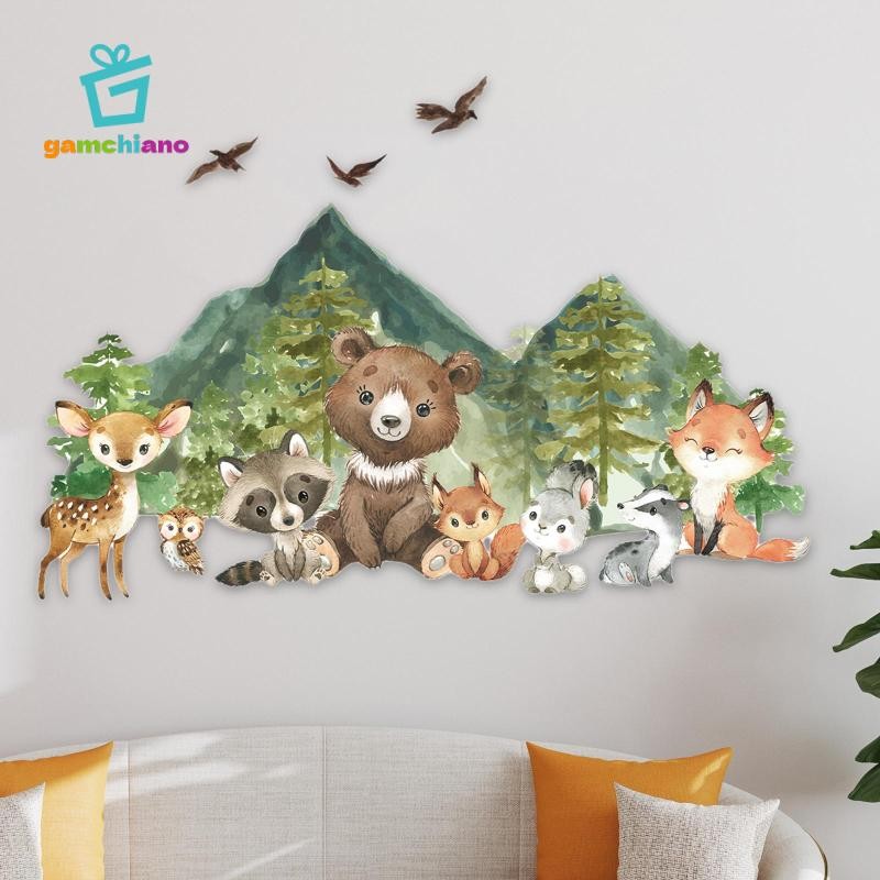 Đề Can Dán Tường Động Vật Hoạt Hình 11.81inchx35.34inch Dễ Thương Trẻ Em Cửa Sổ Phòng Kính Nền Cho Cửa Hàng Bán Lẻ Lớp Học