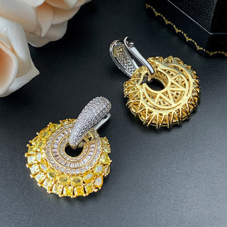 Châu Âu Mỹ ins Phong Cách Mới Hoa Zirconium Nhiều Màu Sắc Bông Tai Hai Cánh Nữ