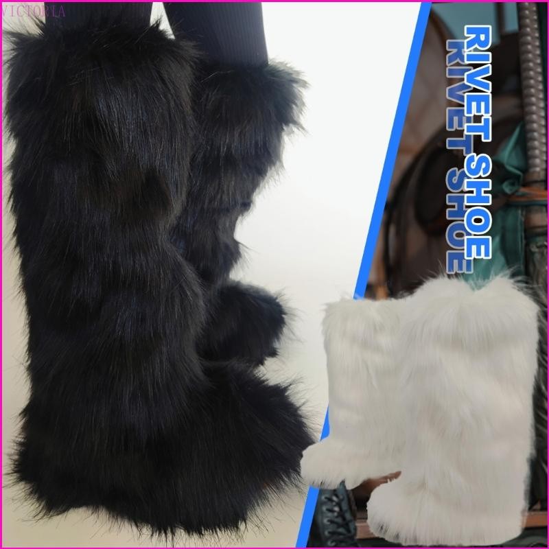 Vic Nữ Trang Phục Ấm Áp Lông Thú Giả Ấm Áp Fuzzy Chân Ấm Áp Boot Tay Áo Boot Có