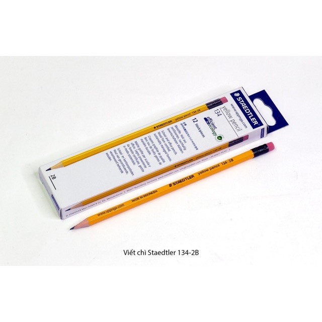 [ HỘP 12 CÂY] Bút chì gỗ, viết chì chuốt vàng Đức Staedtler 134-2B.