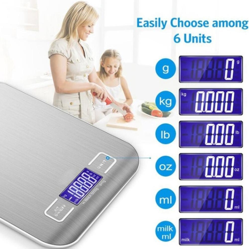 [Hàng có sẵn] Cân nhà bếp điện tử 5Kg Thép không gỉ dùng cho thực phẩm Cân kỹ thuật số chính xác Gram