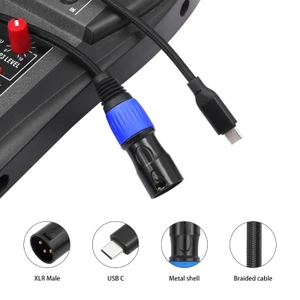 Cáp XLR BTM Type C sang 3Pin USB Type C Âm thanh nổi cân bằng sang 3Pin XLRs Bộ chuyển đổi dây nam